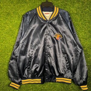 Vintage Hartwell FBI National Academy Satin Bomber Jacket Navy Blue Mens L USA